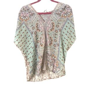 Anthropologie One‎ September Prato Pastel Floral Caftan Blouse M